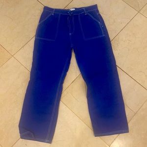 Zara cobalt blue cargo stitched jeans 12
